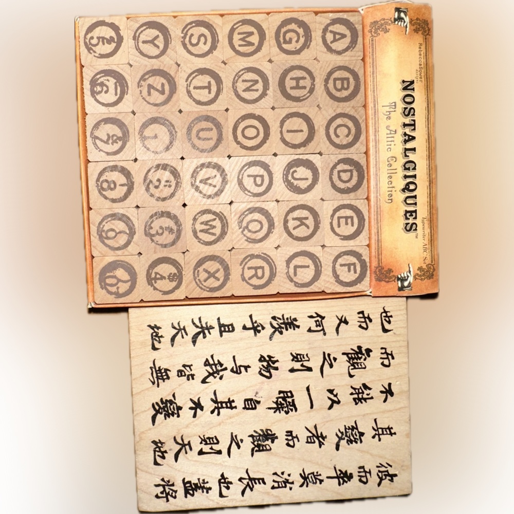 Alphabet Letter Number Rubber Stamp Set & Calligraphy Script Block Lot - Picture 2 of 4
